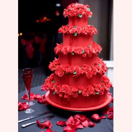 Свадебный торт в красном цвете - 75 фото